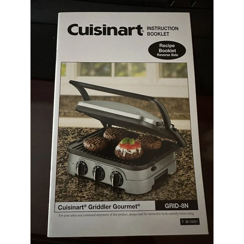 Cuisinart Instruction and Recipe Booklet for Cuisinart Griddler GRID-8N